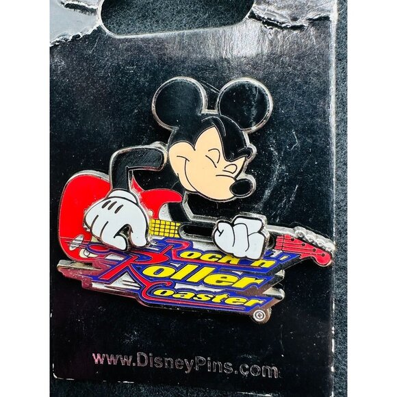 Disney Parks Mickey Mouse Rock 'n' Roller Coaster Pin on Card Rare Collectible - Picture 4 of 4